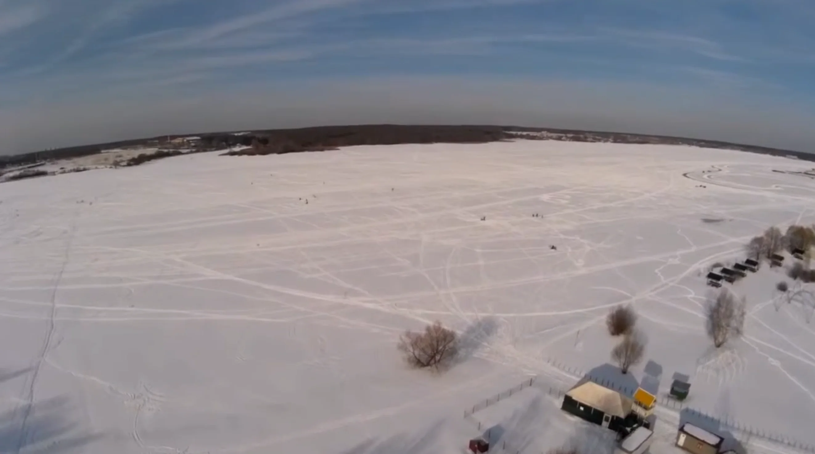 Пироговское водохранилище зимой, вид сверху