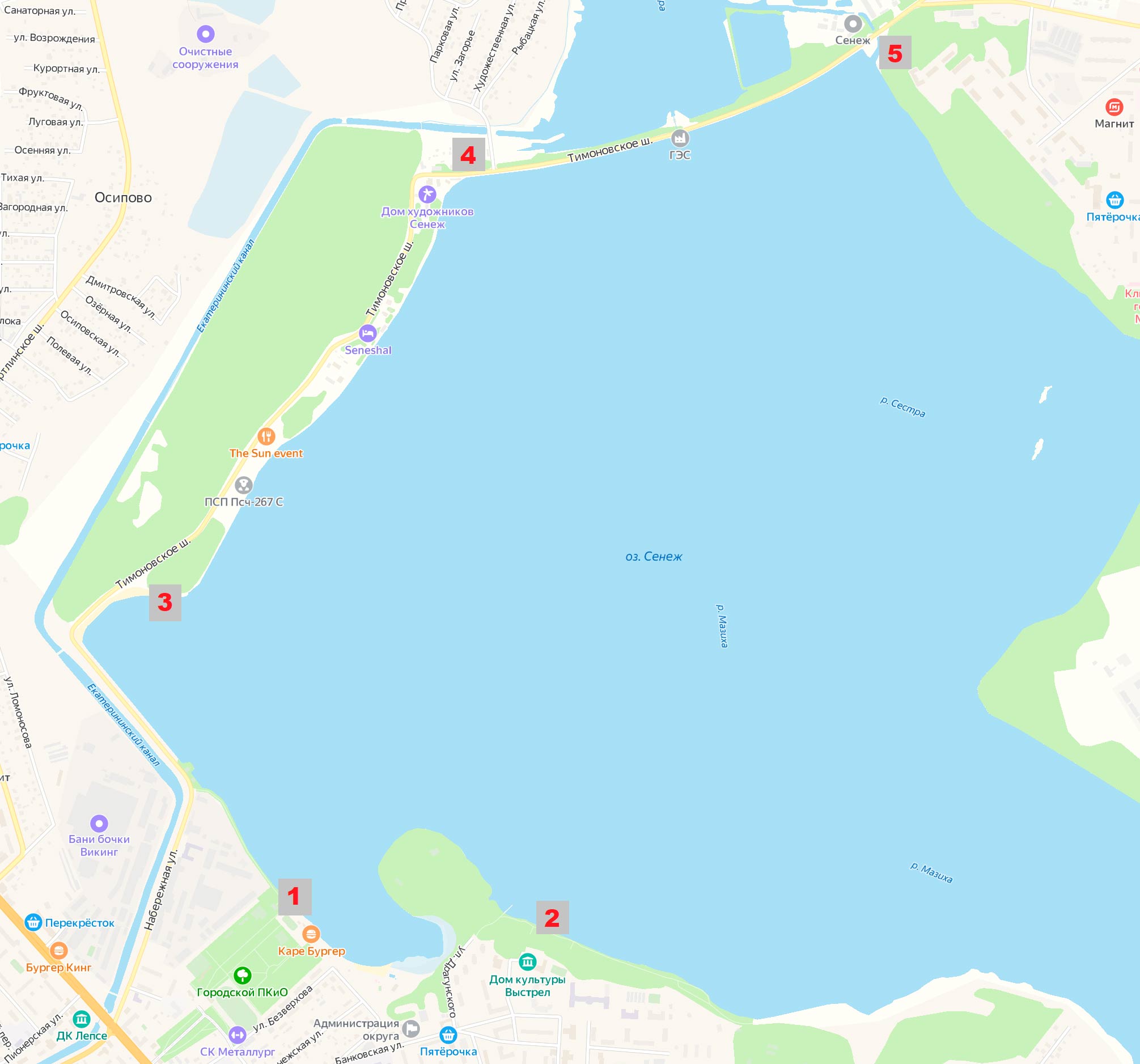 Озеро Сенеж карта проезда к споту